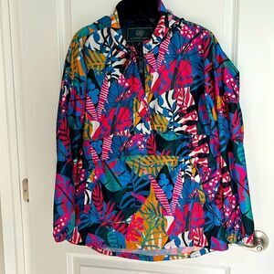 Lauren James Oversized Wind breaker /Rain Popover Hidden Hood & Pocket SZ S/M